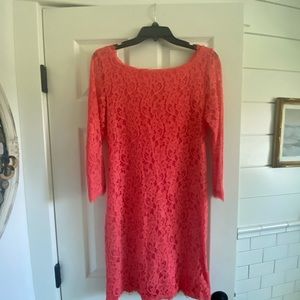 Orange Coral Lace Sheath Dress Furstenberg.